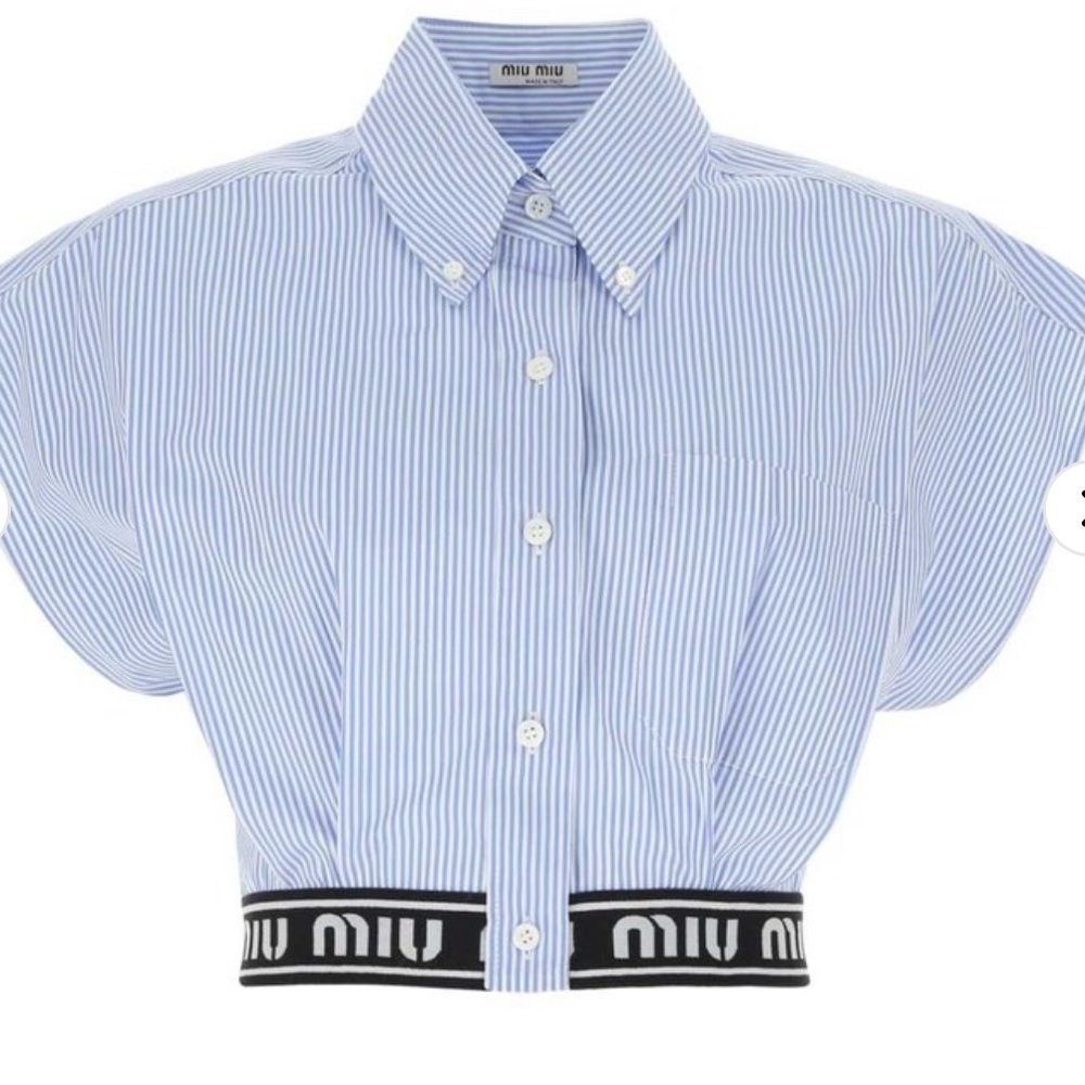Miu Miu Striped Sleeveless Buttoned Shirt